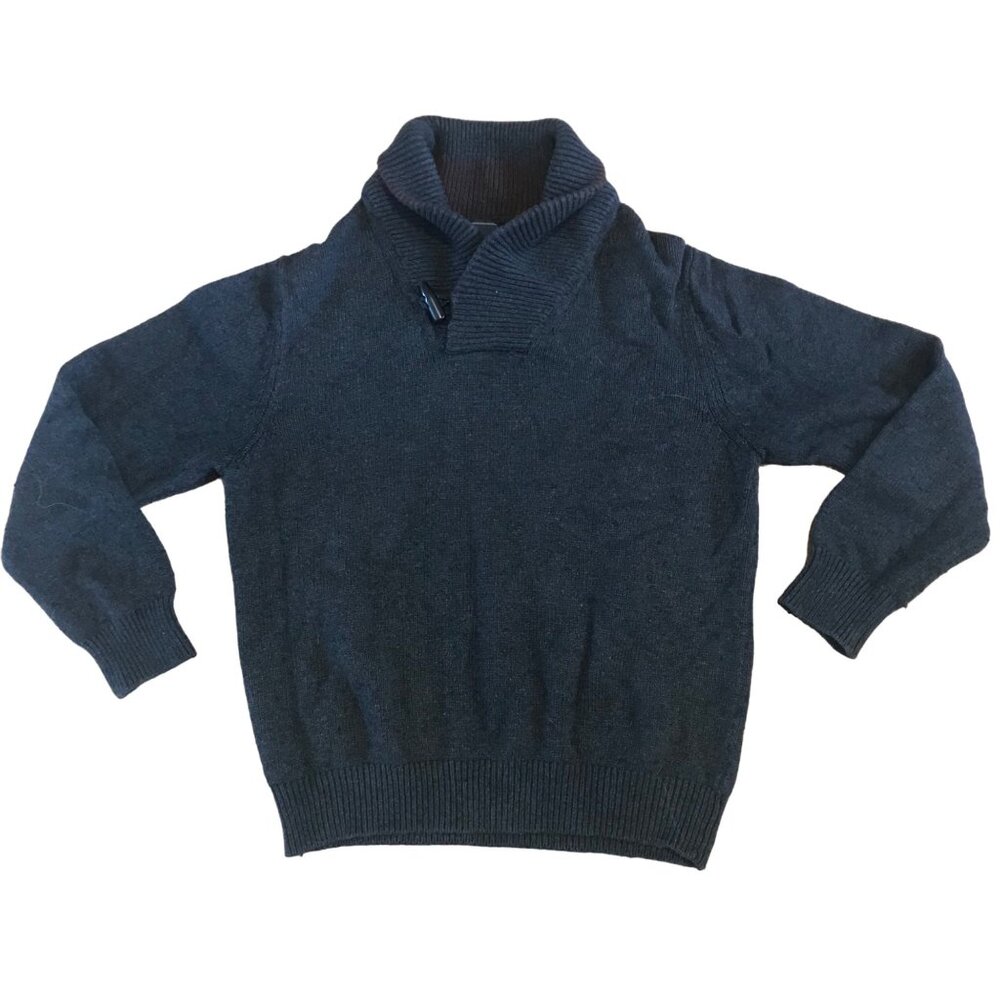 Arrow Sweater Mens Large Shawl Collar Charcoal Gray Wool & Cotton Grandpa Cozy